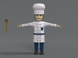 low poly cartoon chef 3D Model