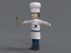low poly cartoon chef Modelo 3D
