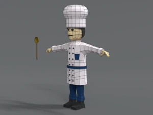low poly cartoon chef 3D Model