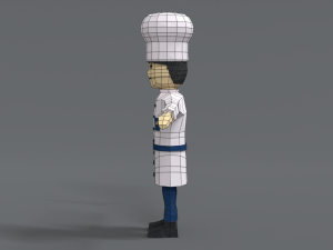 low poly cartoon chef Modelo 3D