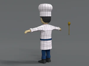 low poly cartoon chef 3D Model