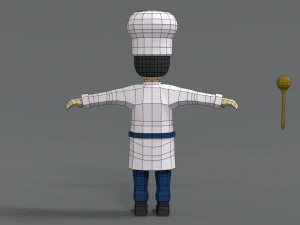 low poly cartoon chef 3D Model
