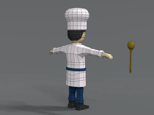 low poly cartoon chef 3D Model