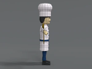 low poly cartoon chef 3D Model