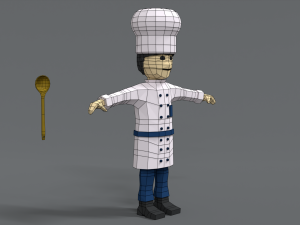 low poly cartoon chef Modelo 3D