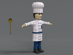 low poly cartoon chef 3D Model