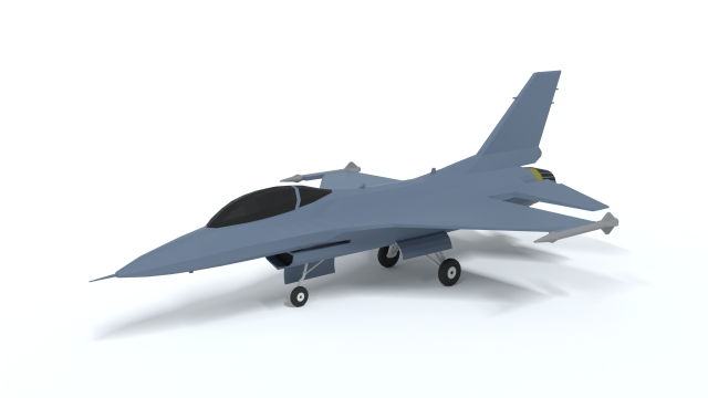 low poly cartoon f-16c fighting falcon 3D 모델 .c4d .max .obj .3ds .fbx .stl .blend 