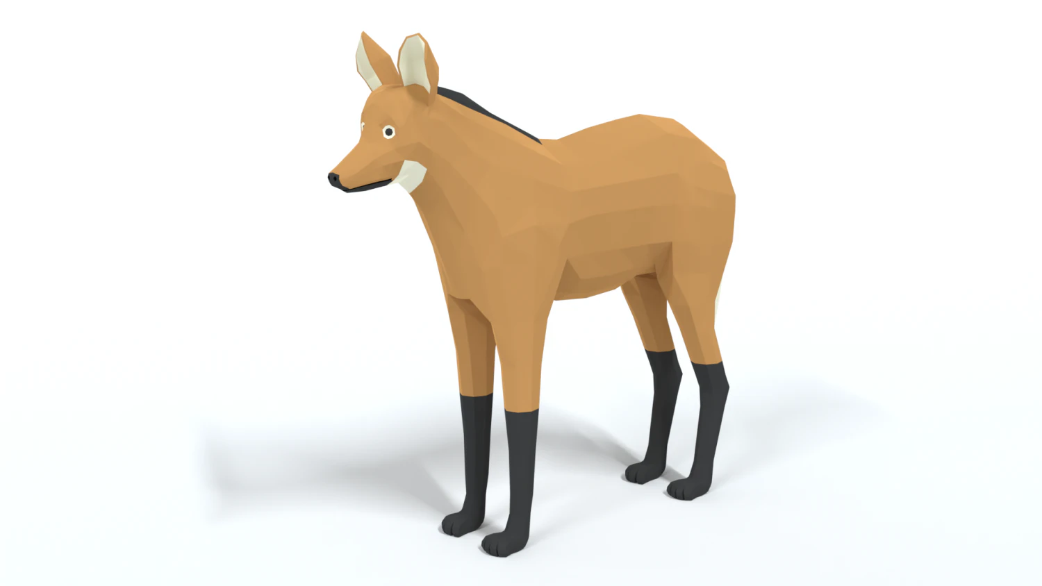 low poly cartoon maned wolf 3D Model .c4d .max .obj .3ds .fbx .stl .blend