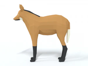 low poly cartoon maned wolf 3D Model