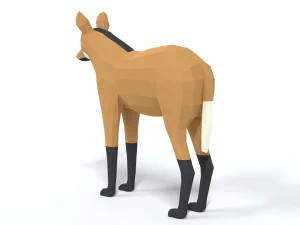 low poly cartoon maned wolf 3D Model