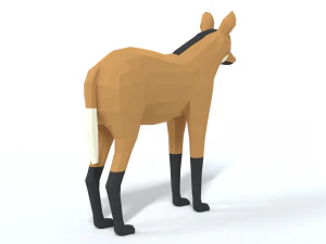 low poly cartoon maned wolf 3D Model