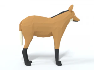 low poly cartoon maned wolf 3D Model