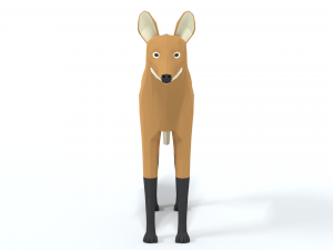 low poly cartoon maned wolf Modèle 3D