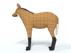low poly cartoon maned wolf 3D Model