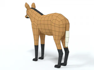 low poly cartoon maned wolf 3D Model