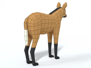 low poly cartoon maned wolf 3D Model