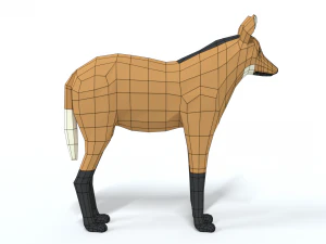 low poly cartoon maned wolf 3D Model