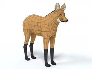 low poly cartoon maned wolf 3D Model