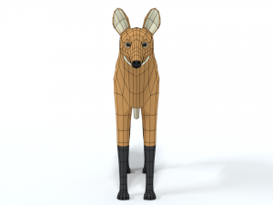 low poly cartoon maned wolf Modèle 3D
