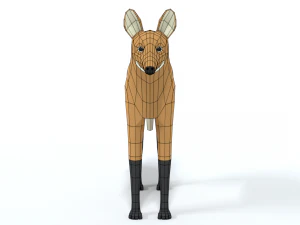 low poly cartoon maned wolf 3D Model