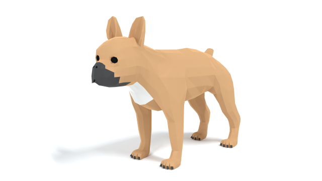 low poly cartoon french bulldog 3D 모델 .c4d .max .obj .3ds .fbx .stl .blend 