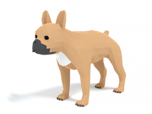low poly cartoon french bulldog 3Dモデル