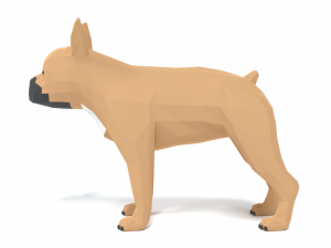 low poly cartoon french bulldog 3D 모델