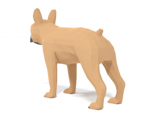 low poly cartoon french bulldog 3D 모델