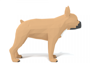 low poly cartoon french bulldog 3D 모델
