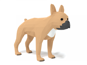 low poly cartoon french bulldog 3D 모델