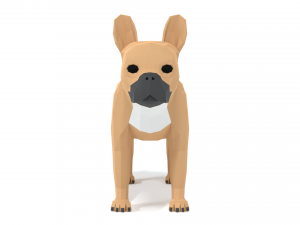 low poly cartoon french bulldog 3D 모델