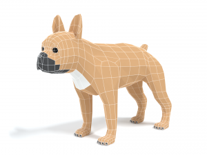 low poly cartoon french bulldog 3D 모델
