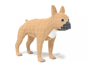 low poly cartoon french bulldog 3D 모델
