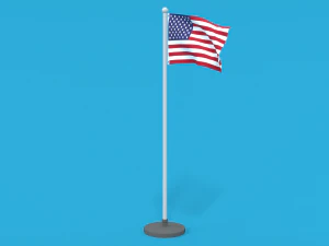 low poly seamless animated usa flag 3D Model