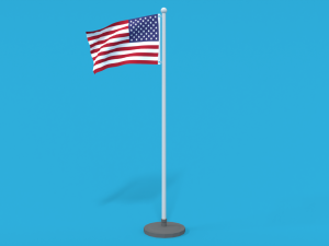 low poly seamless animated usa flag 3D Model