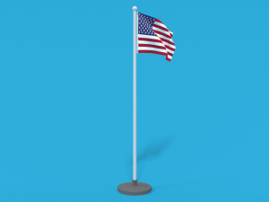 low poly seamless animated usa flag 3D Model