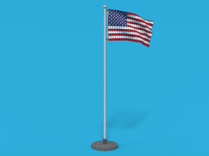 low poly seamless animated usa flag 3D Model