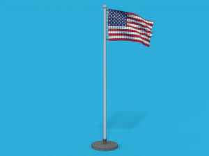 low poly seamless animated usa flag 3D Model