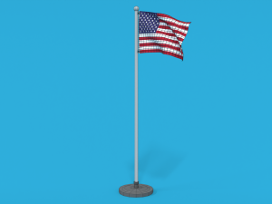 low poly seamless animated usa flag 3D Model
