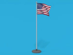 low poly seamless animated usa flag 3D Model