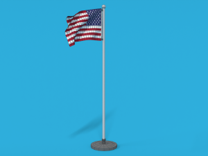 low poly seamless animated usa flag 3D Model