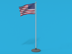 low poly seamless animated usa flag 3D Model