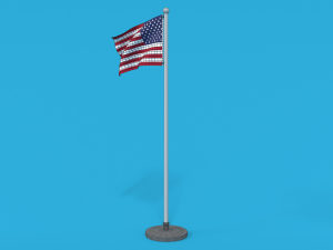 low poly seamless animated usa flag 3D Model