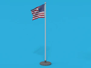 low poly seamless animated usa flag 3D Model