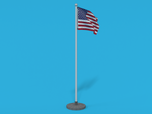 low poly seamless animated usa flag 3D Model