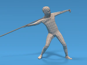 low poly kid javelin throw 3D Model