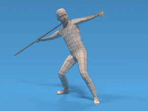 low poly kid javelin throw 3D Model
