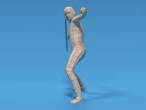 low poly kid javelin throw 3D Model