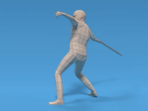low poly kid javelin throw 3D Model