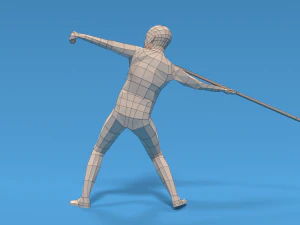 low poly kid javelin throw 3D Model